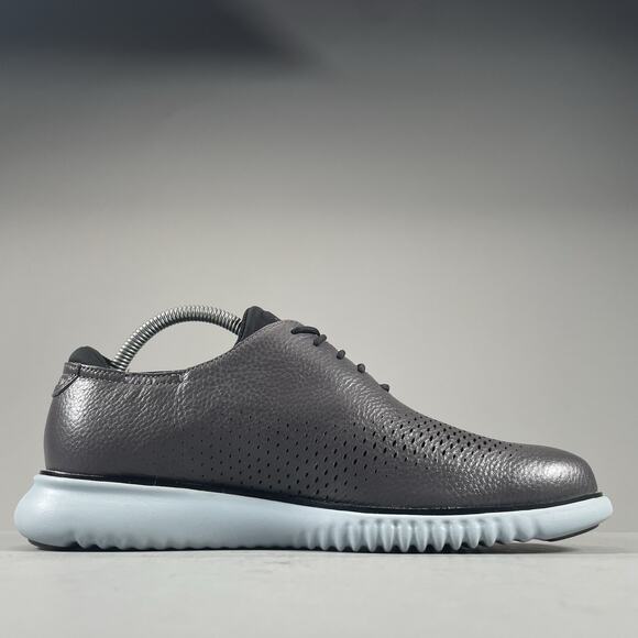 Cole Haan 2.ZERØGRAND Lined Laser Wingtip Men 8 M Gray Pebbled Casual Dress Shoe - Picture 5 of 8